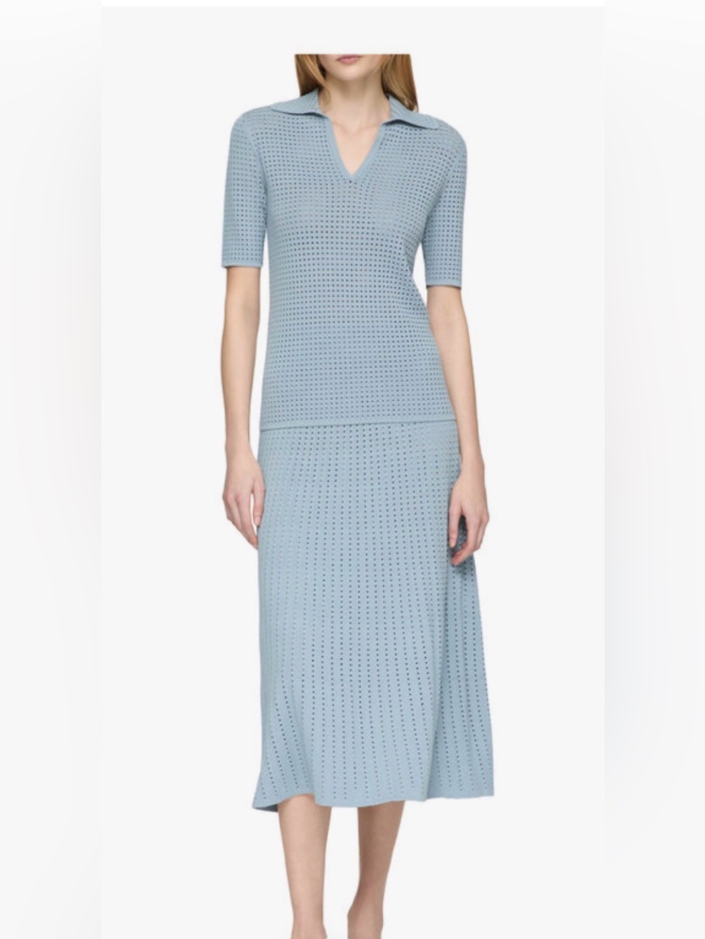 Lafayette 148 New York Light Blue Knit Set